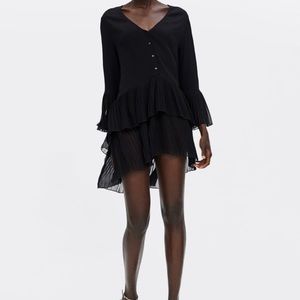 Zara black ruffle tiered mini dress